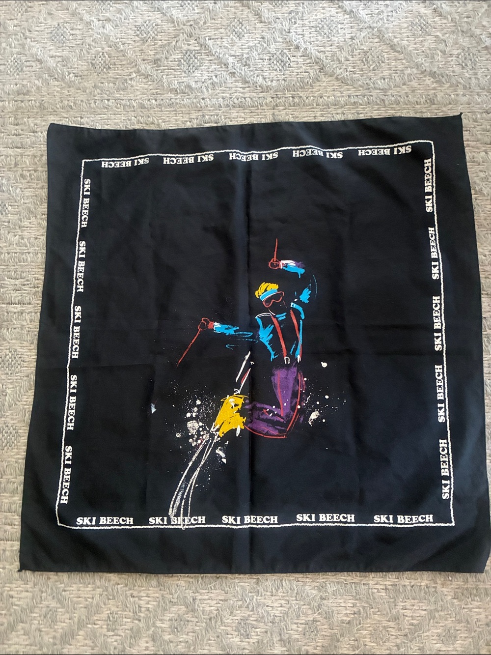 Custom painted Beech ski resort Black Skiing Art Scarf/bandana